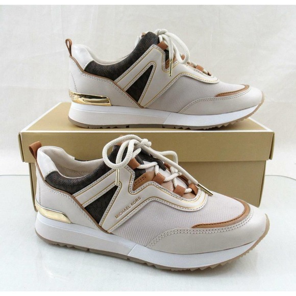 Women's Shoes Michael Kors Pippin Trainer Sneakers MK Logo Cream Multi Size 9.5 - Picture 5 of 11